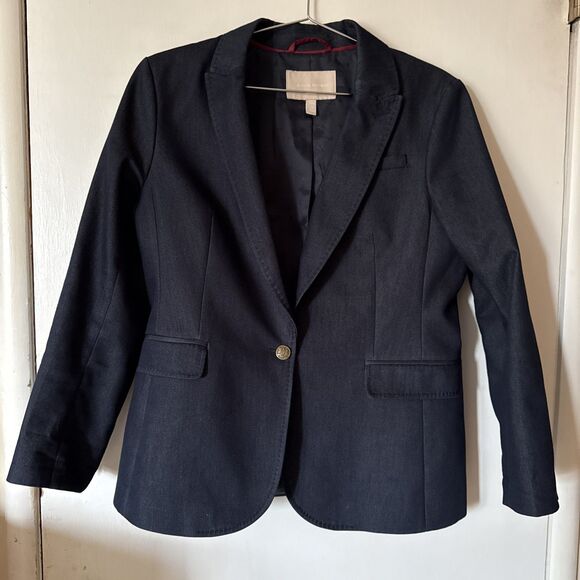 Banana Republic Blue Lined Button Stretch Blazer Jacket | Sz 12 Petit - Picture 1 of 11